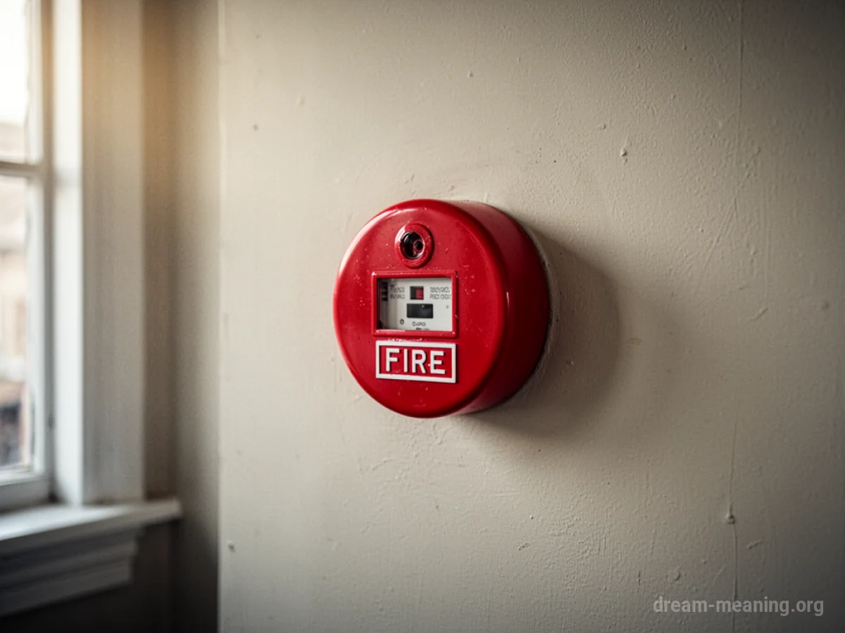 A red fire alarm device attached to a wall.