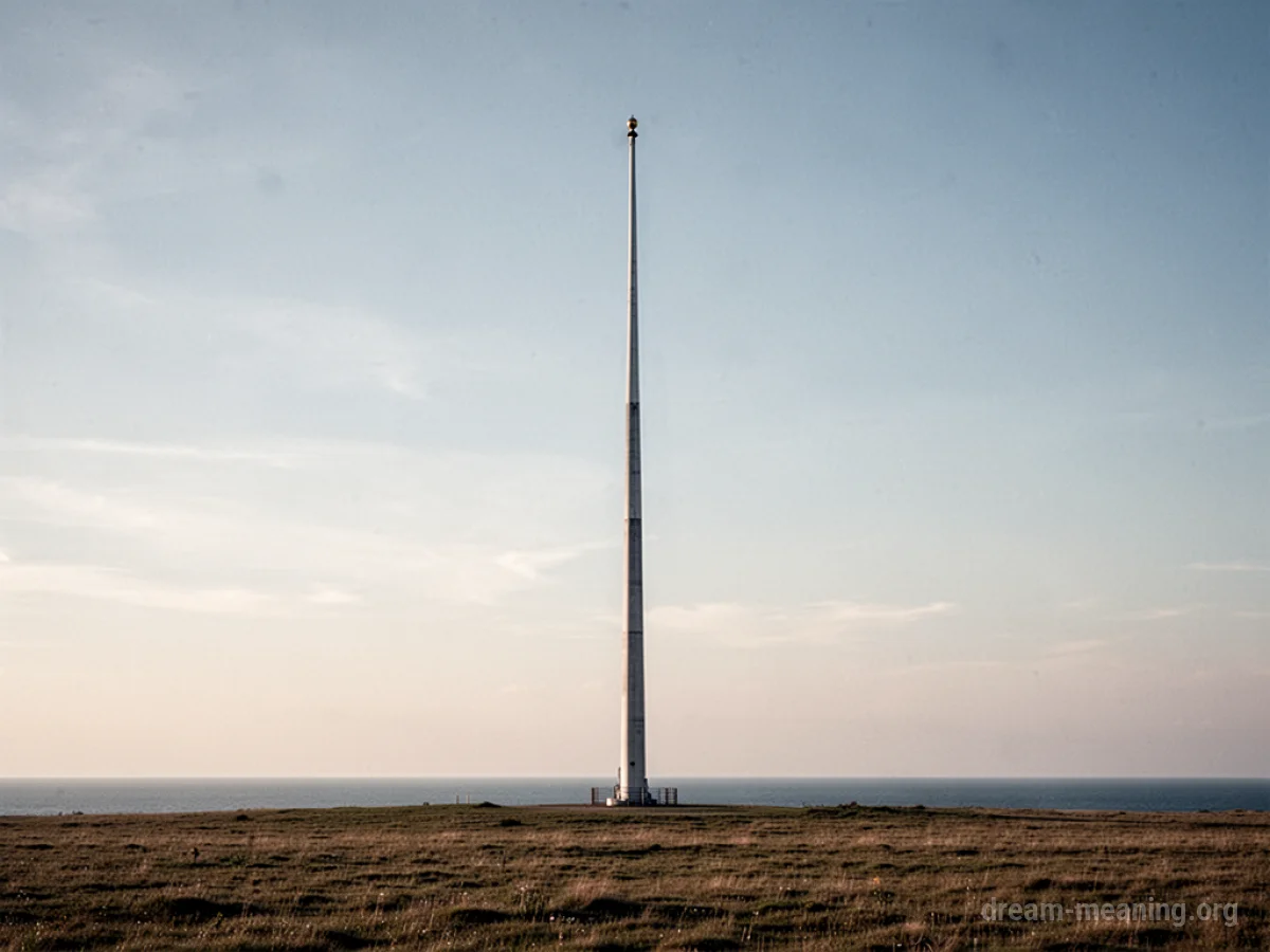 A solitary flagpole against a vast, empty sky.