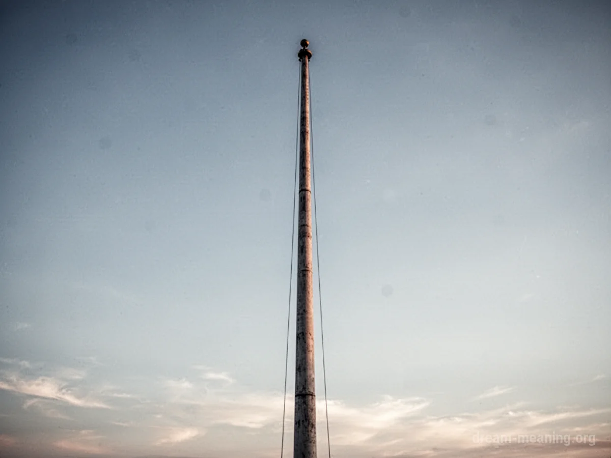 A tall flagpole with nothing attached to its rope.