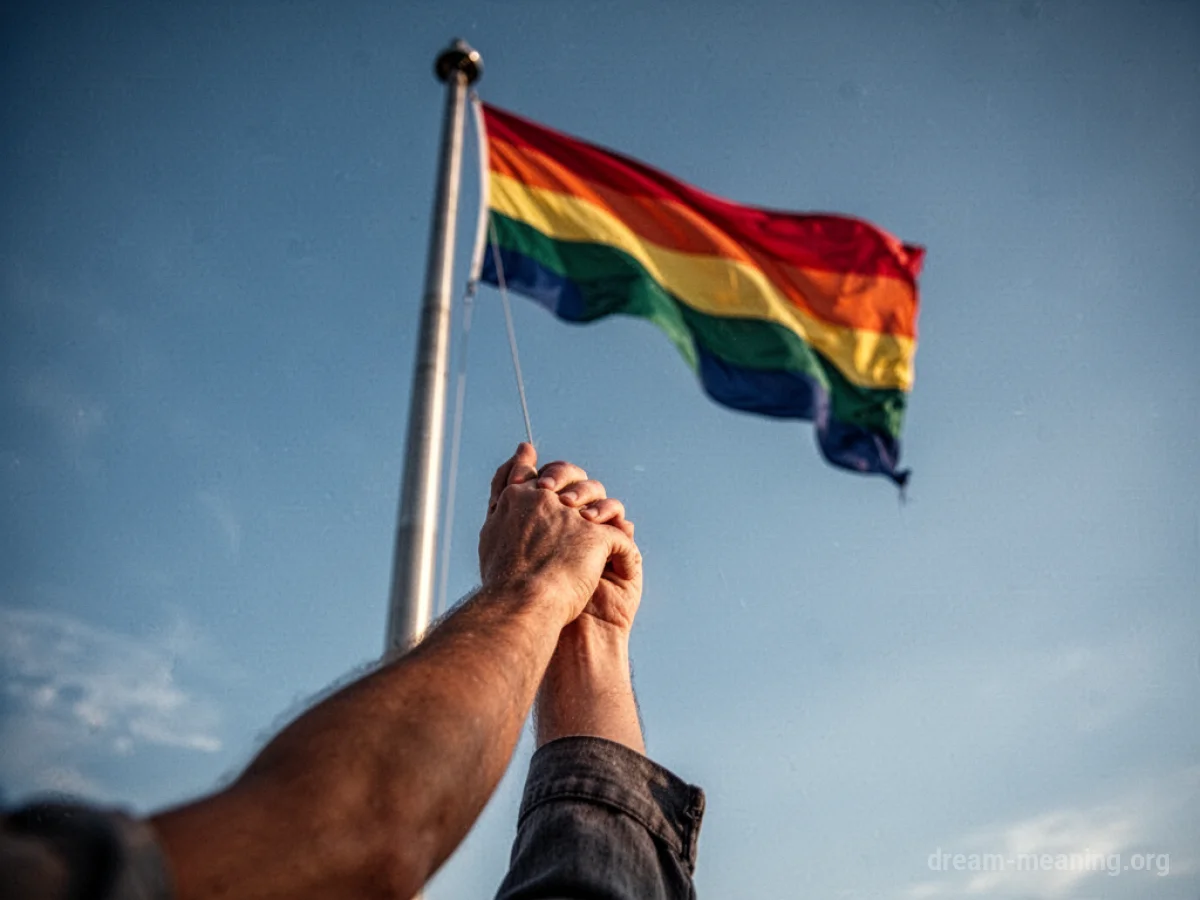 A hand hoisting a flag to the top of a flagpole.