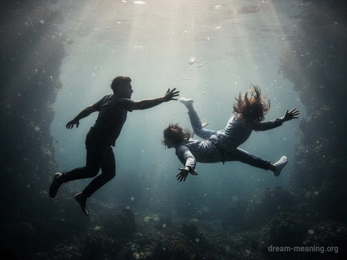 A person reaching down to catch another person mid-fall.