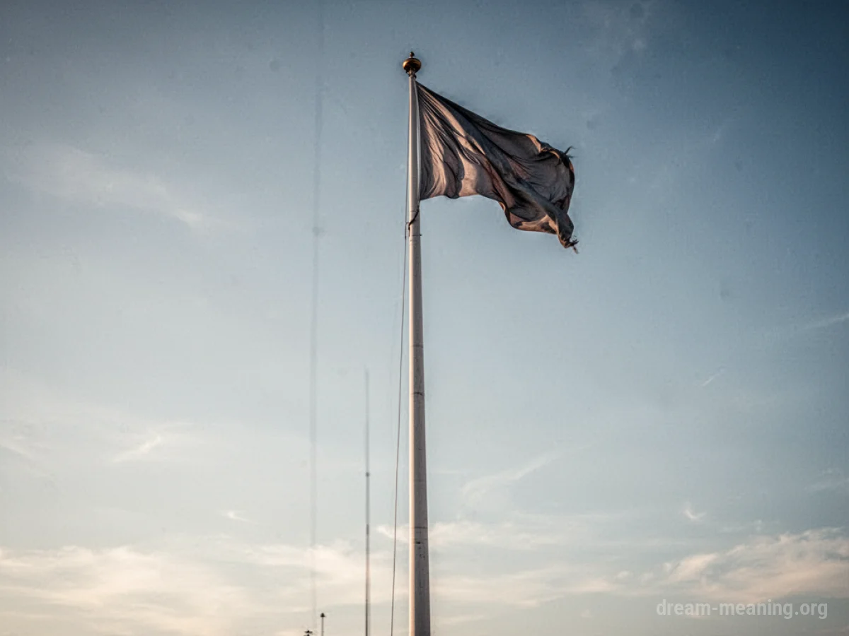 A tall flagpole with a flag at the top against a blue sky.