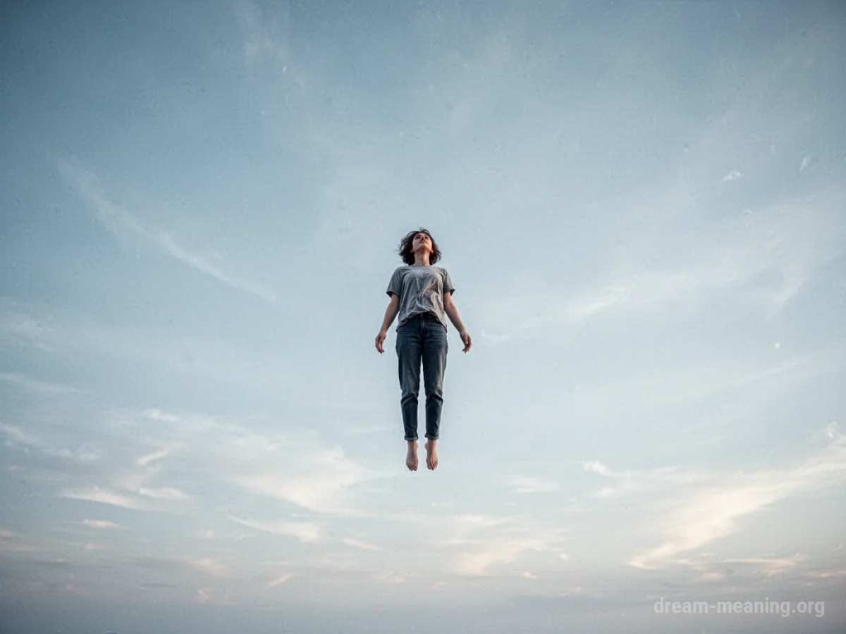 A person floating in a bright, clear sky.