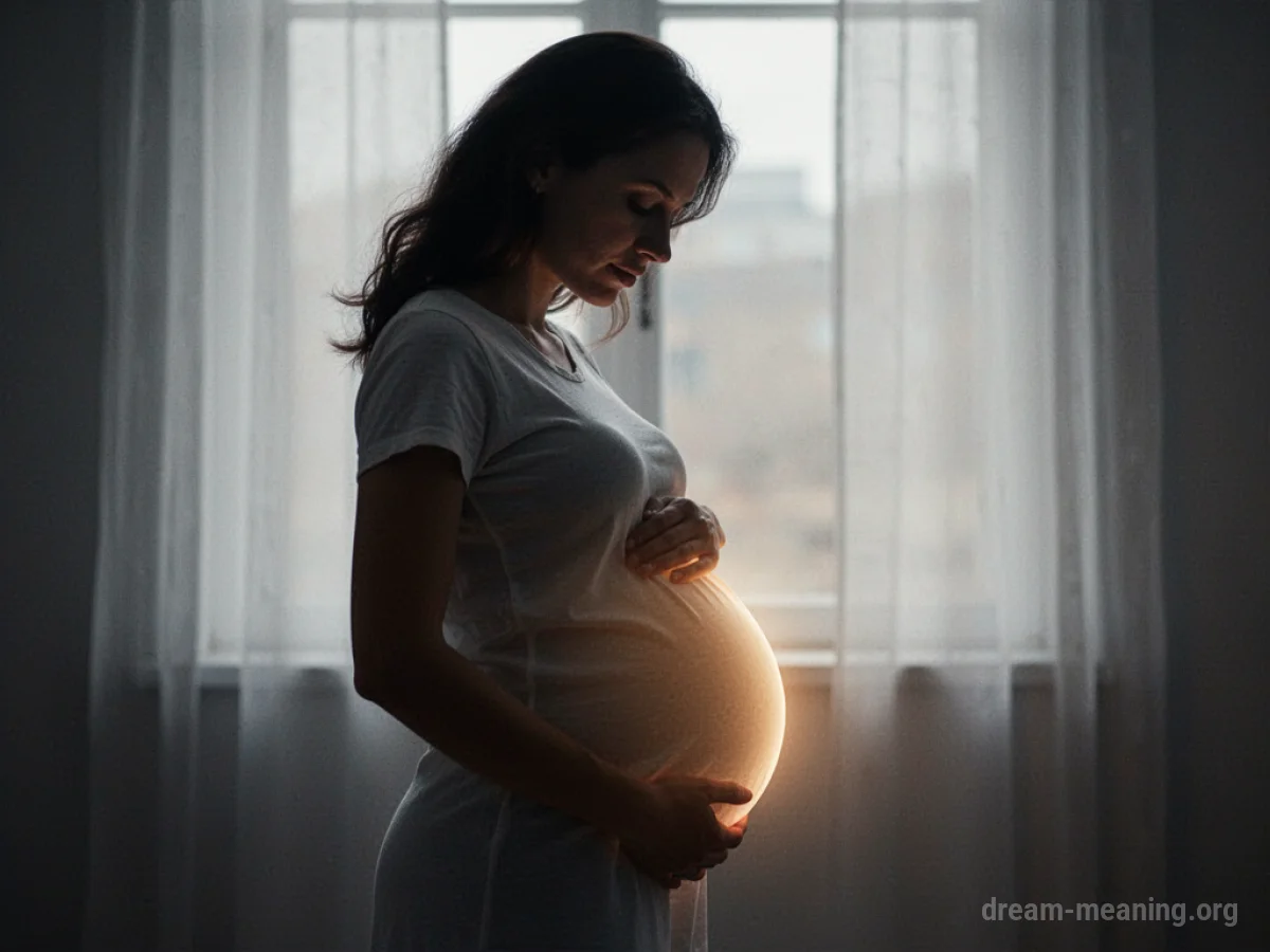Silhouette of a pregnant person glowing from within.