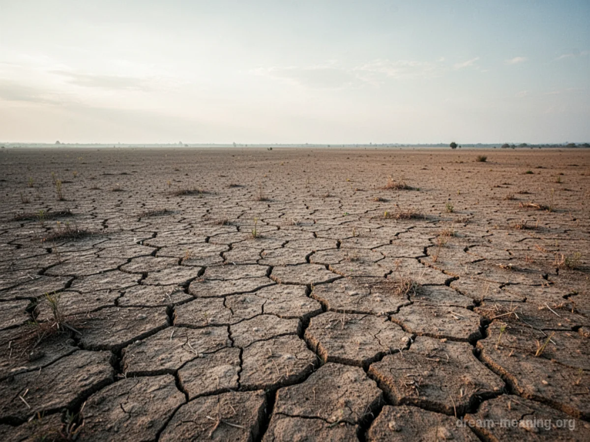 Dry, cracked earth stretching to the horizon under a muted sky.
