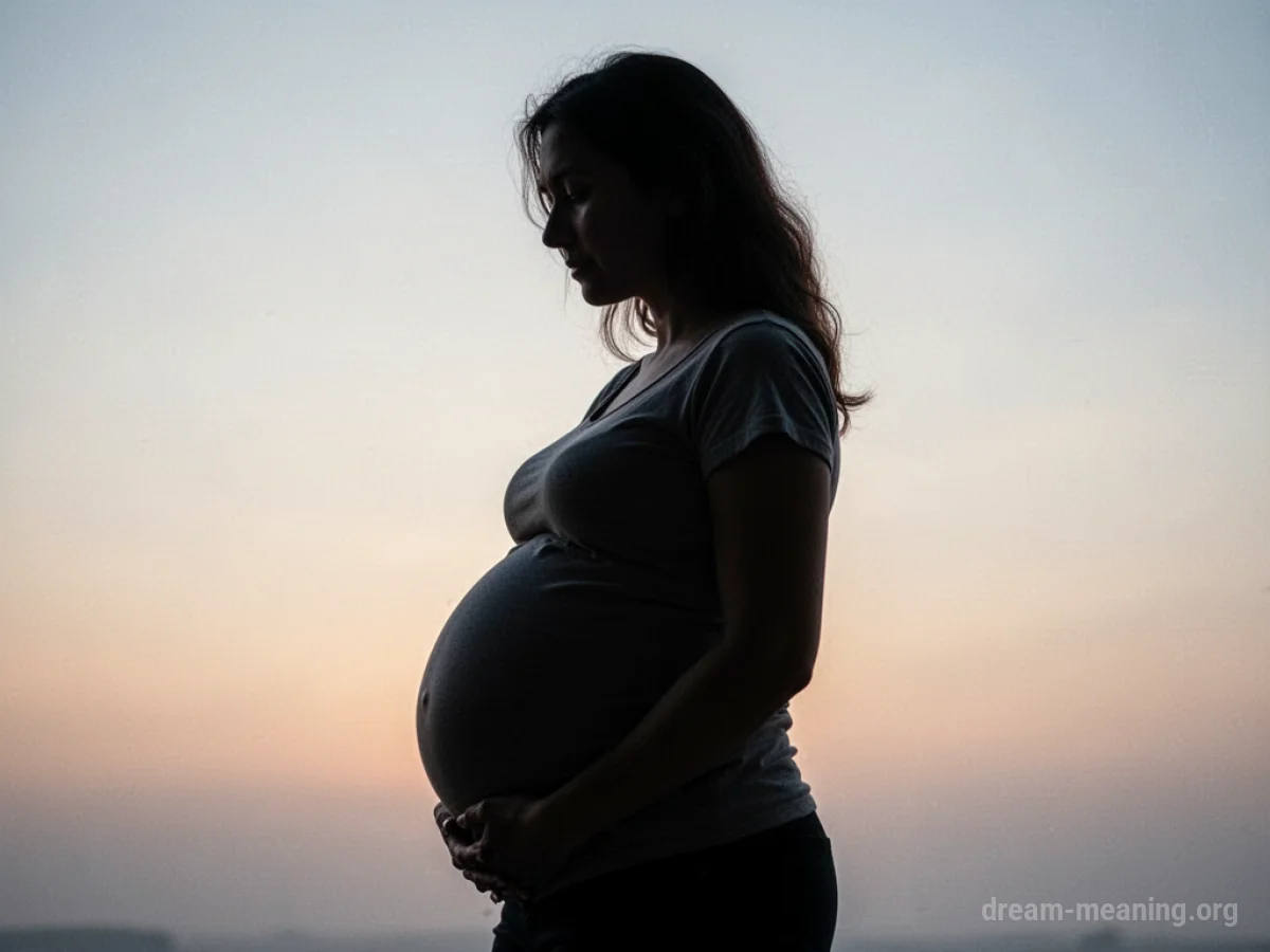 Silhouette of a person with a rounded abdomen.