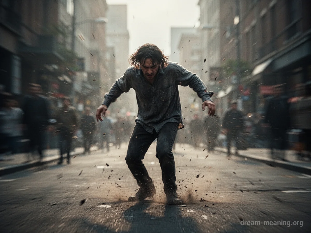 A person leaning precariously, unable to stand straight.