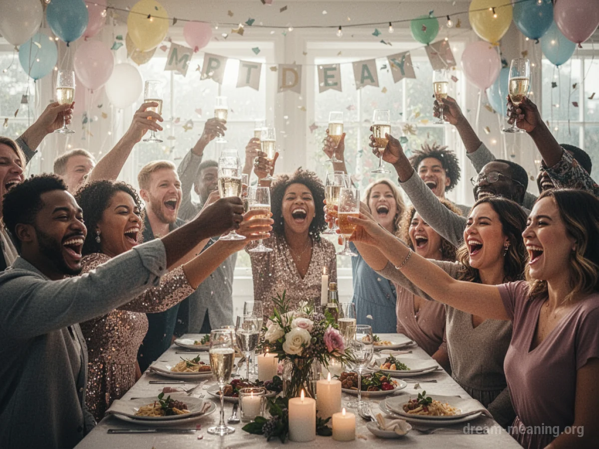 People celebrating and toasting with drinks.