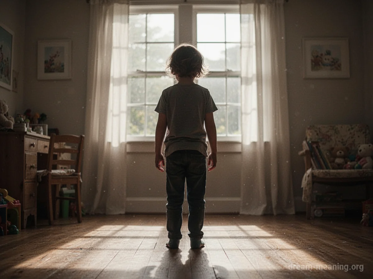 Silhouette of a child growing taller in a sunlit room.