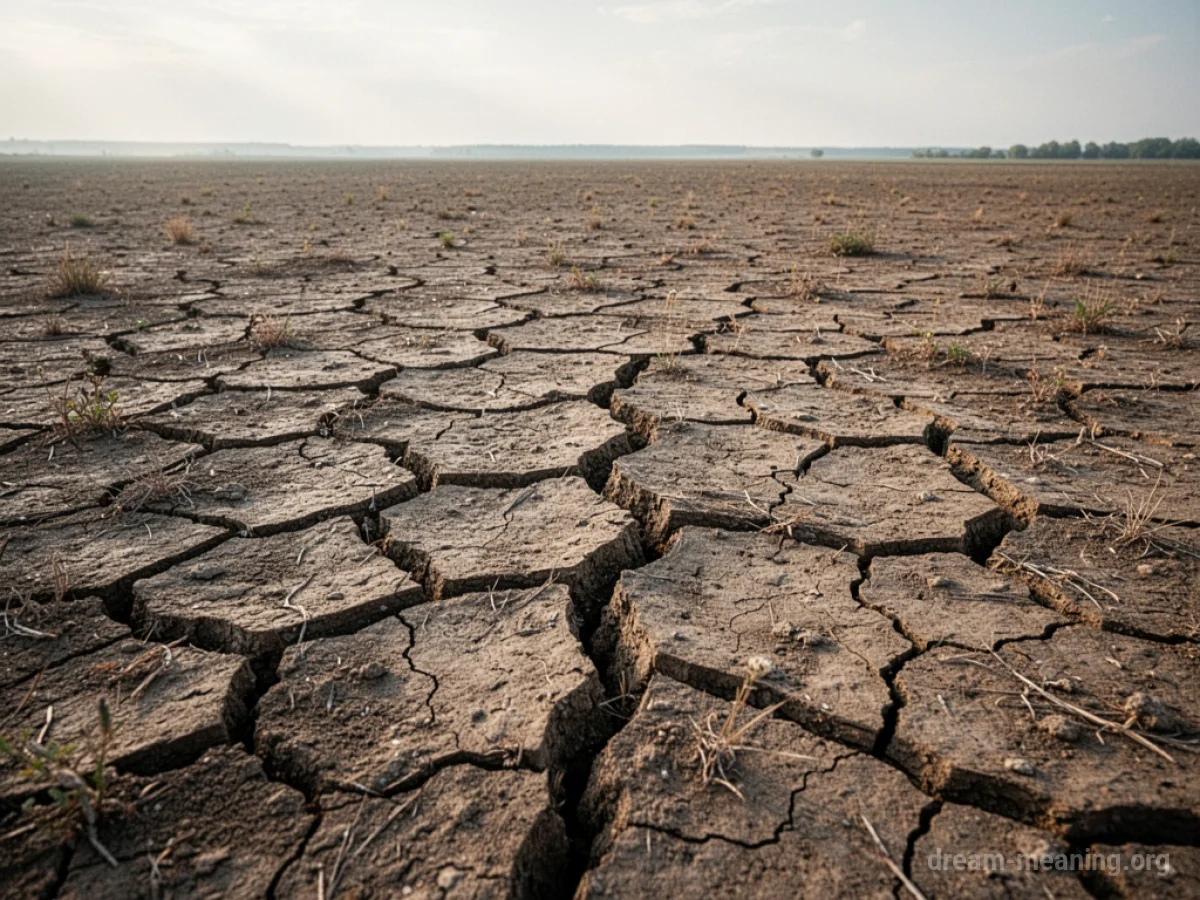 A vast expanse of dry earth covered in many visible cracks.