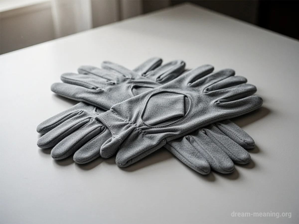 A pair of new gloves on a flat surface.