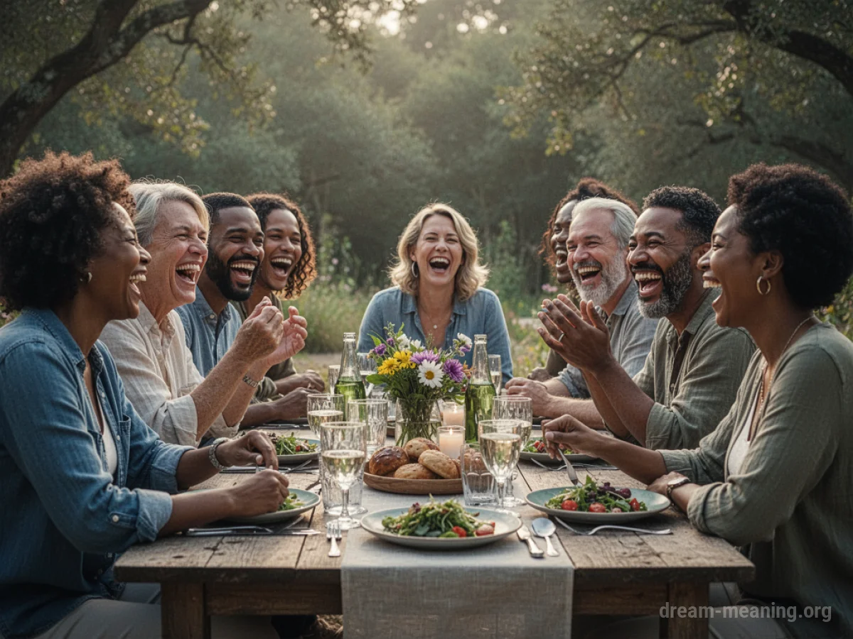 A group of friends sharing a meal and conversation outdoors.
