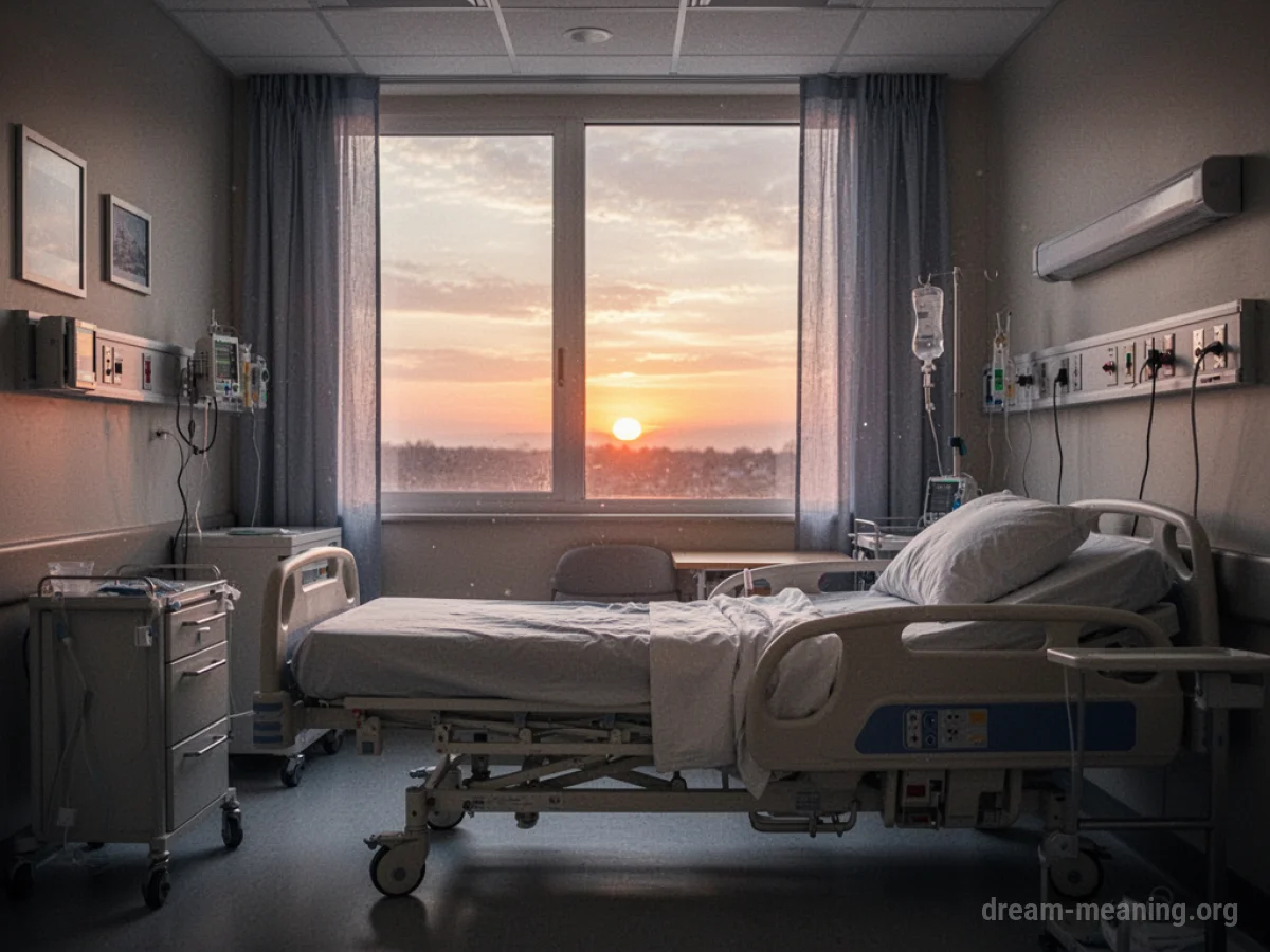 A peaceful hospital room with sunlight streaming through a window.