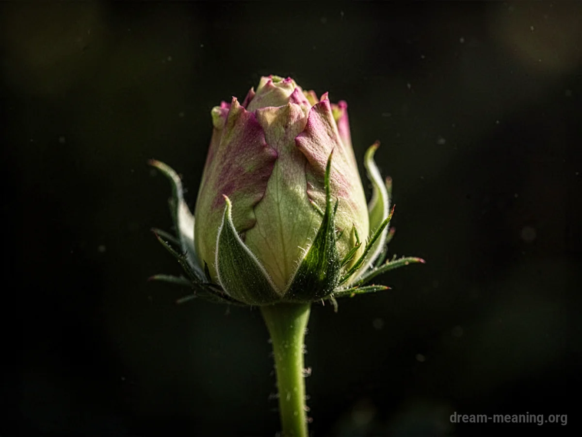 A tightly closed flower bud.
