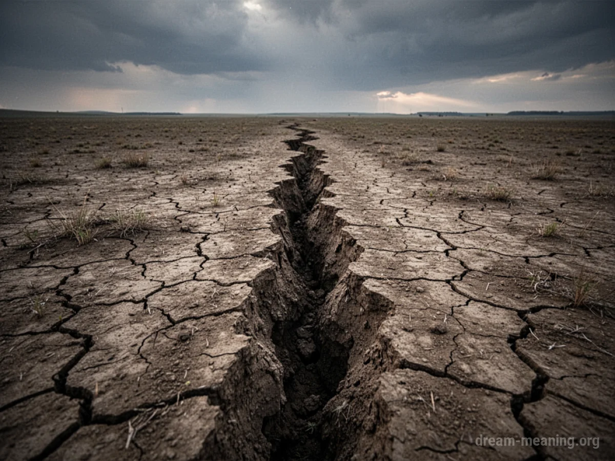 Dry, cracked earth with a deep fissure.