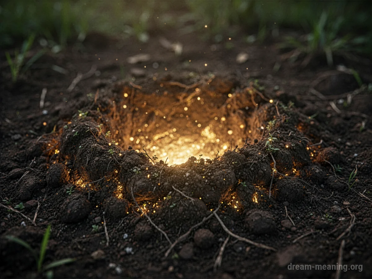 A section of dark soil with a warm, visible glow emanating from below.