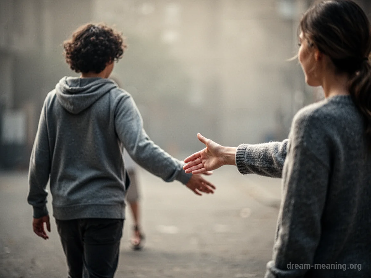 A person turns their back on another person who is reaching out their hand.