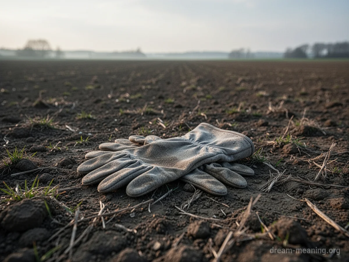 An empty glove lying on the ground.