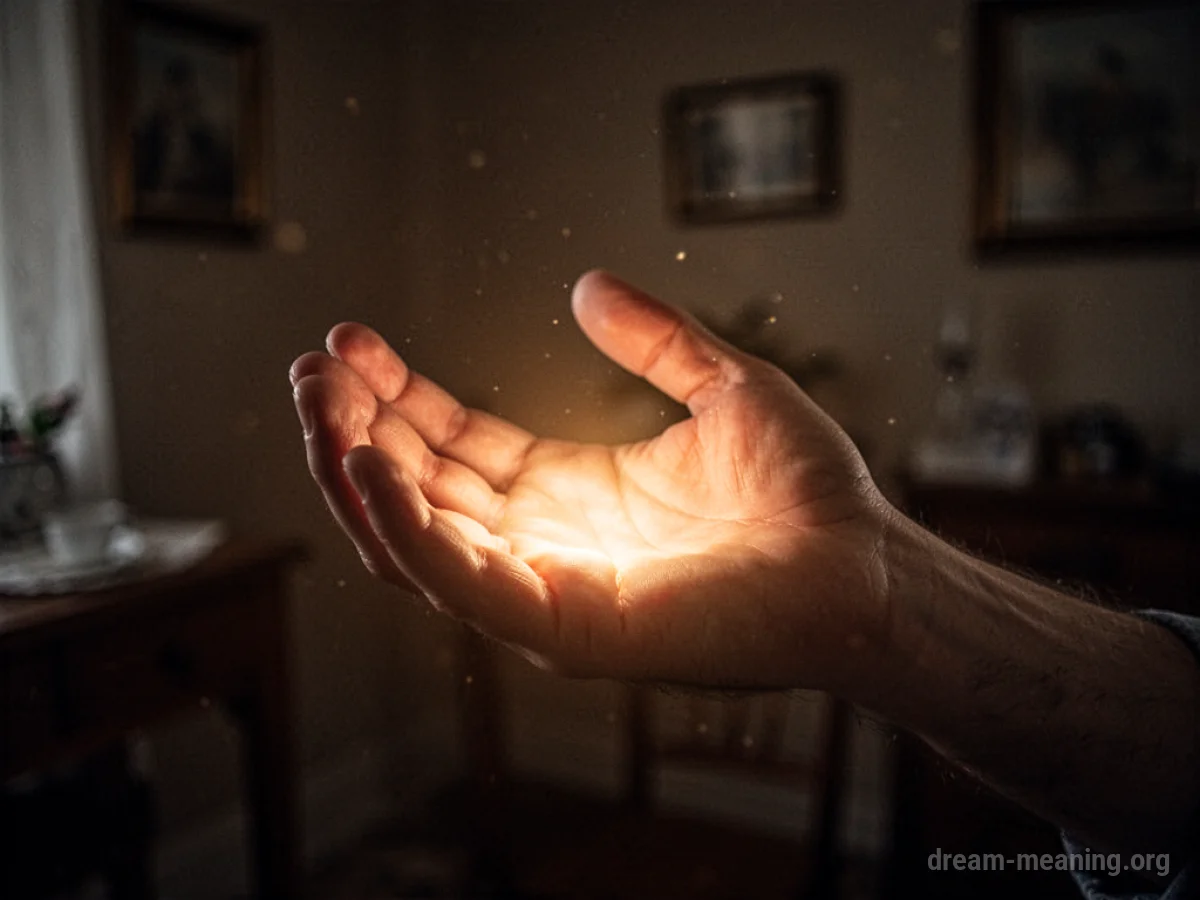 A hand surrounded by gentle, radiant light.
