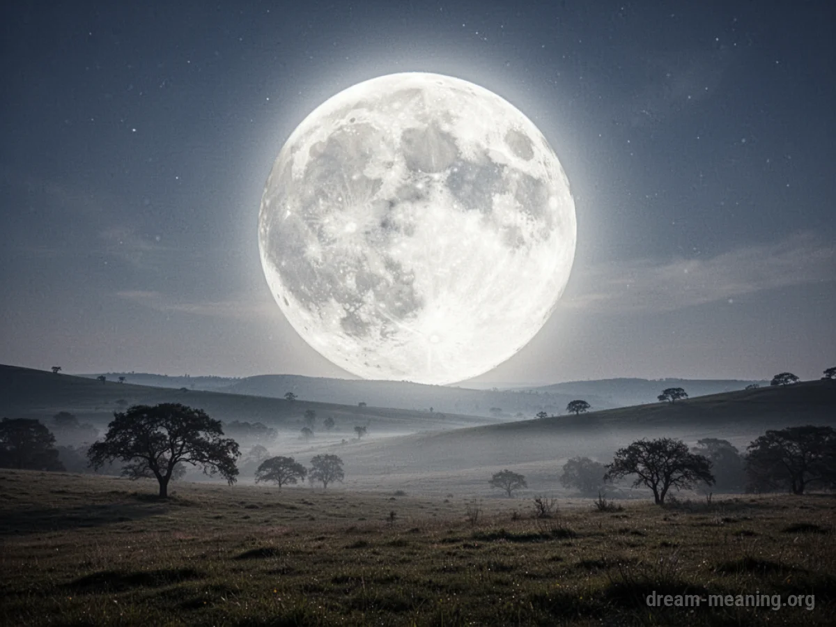 A full moon shining brightly in a dark night sky.