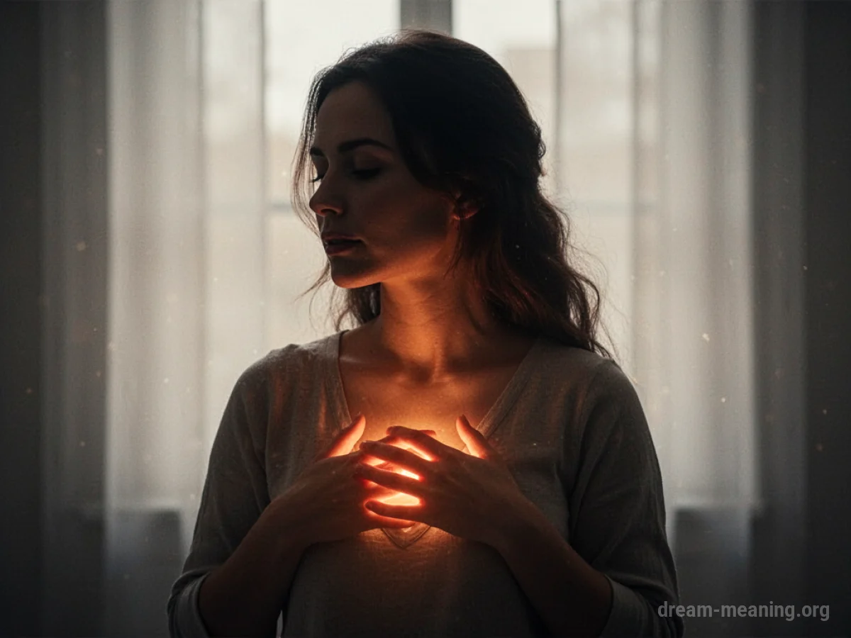 Silhouette of a woman with a gentle light glowing from her torso.