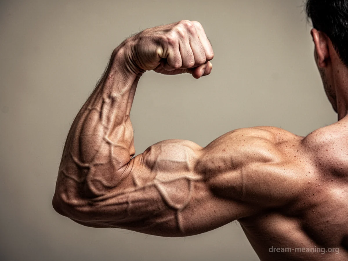 A close-up of a person's bicep muscle flexing.