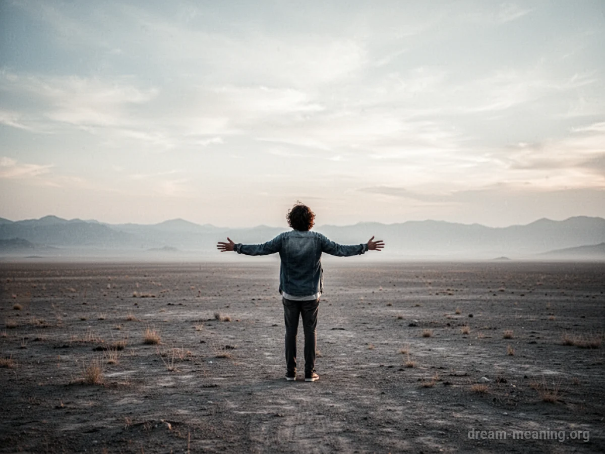 A solitary figure silhouetted against a barren horizon.