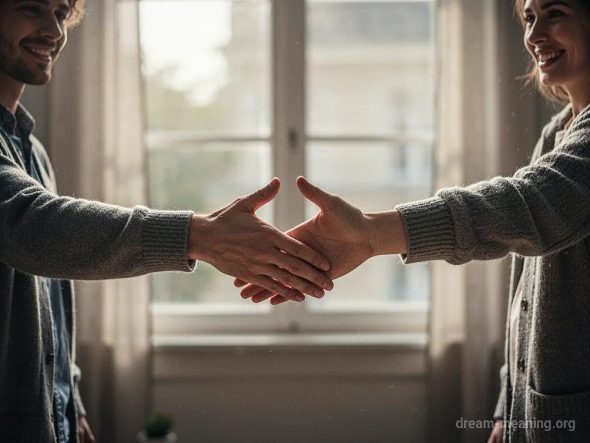 Two people with hands outstretched towards each other.