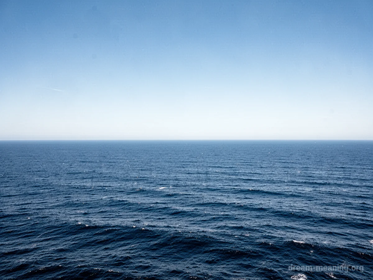 A wide expanse of calm sea meeting a distinct, unobstructed horizon under a bright sky.