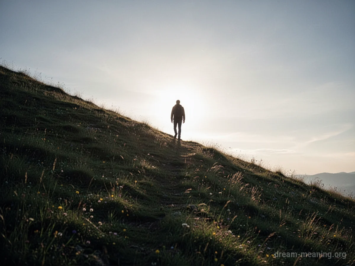 Silhouette of a person on a hill.