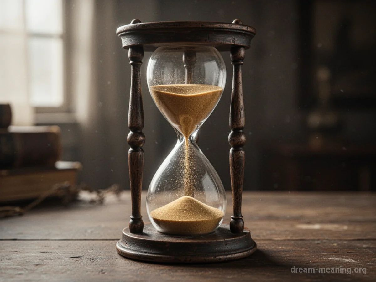 An hourglass with sand flowing quickly from top to bottom.