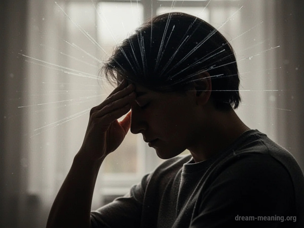 Silhouette of a person with their hand pressed to their forehead.