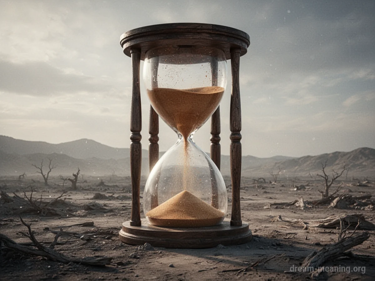 A massive hourglass in a vast, empty terrain.