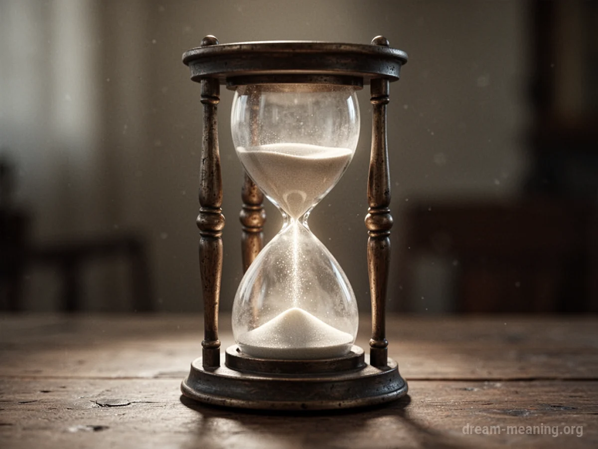 An antique hourglass emitting a soft light.