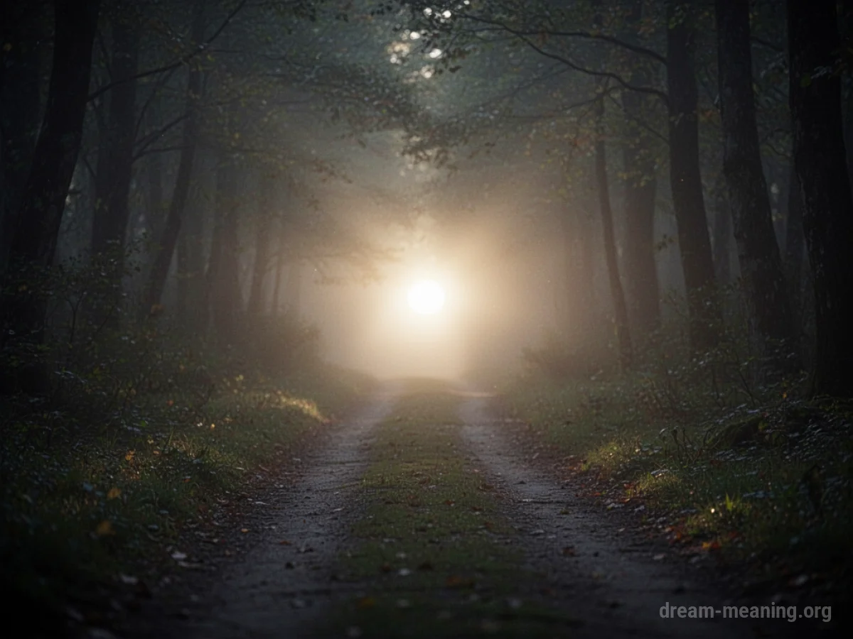 A soft light shines in the darkness.