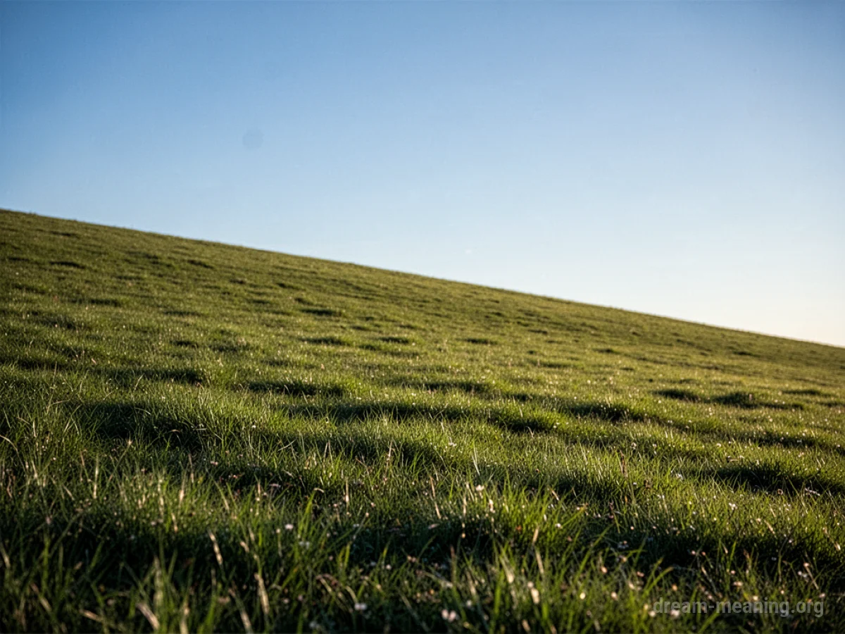 A rolling green hill under a bright sky.