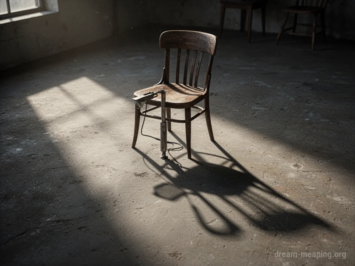 A simple household object with a dark, elongated shadow stretching across a plain floor.
