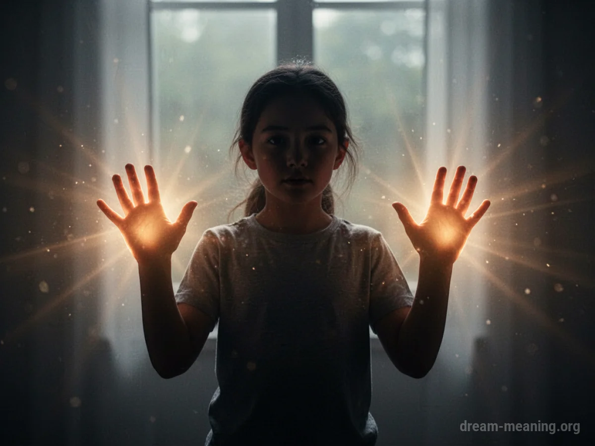 Silhouette of a person with hands emitting a soft glow.