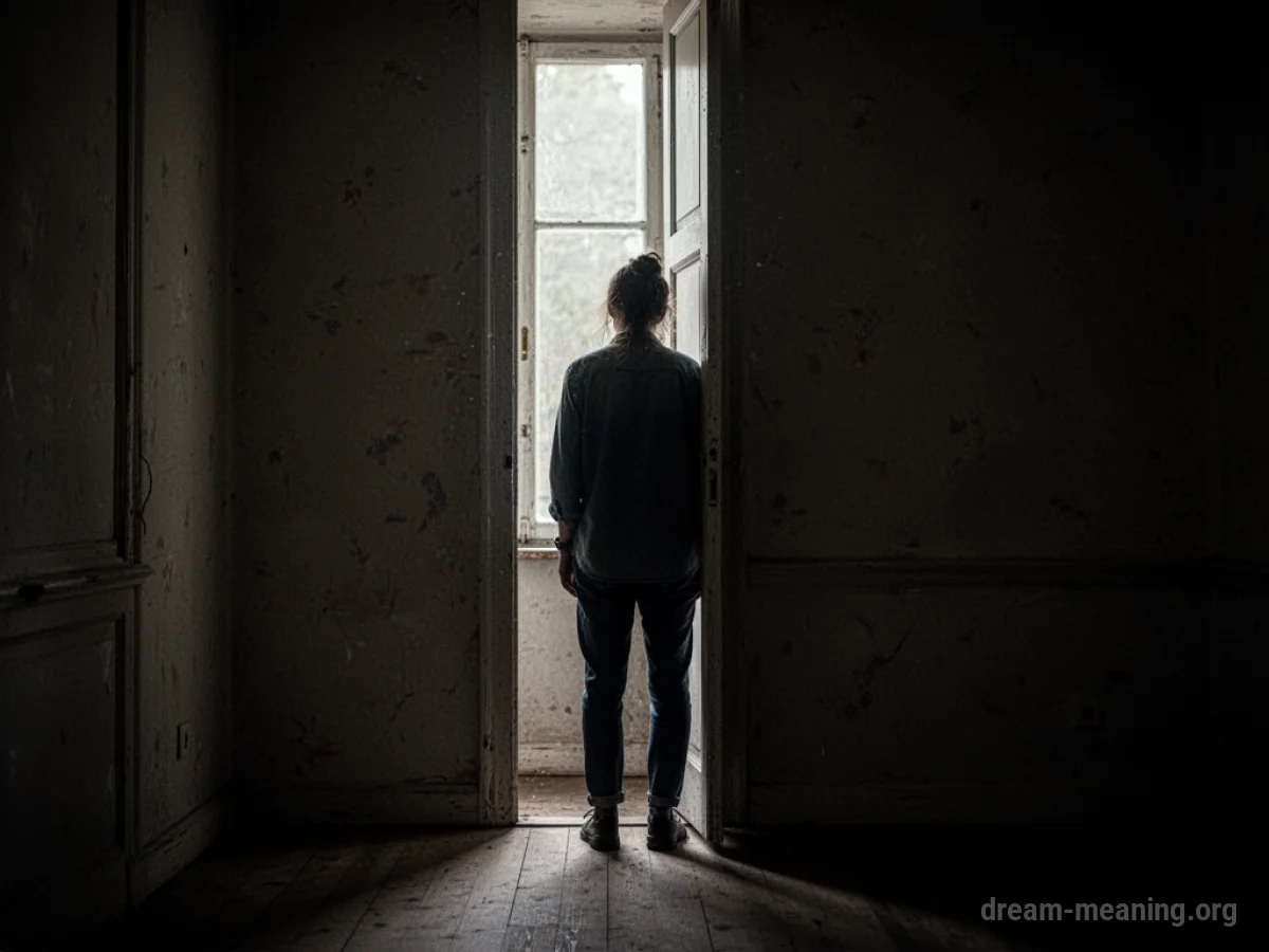 Silhouette of a person standing in a dark room.