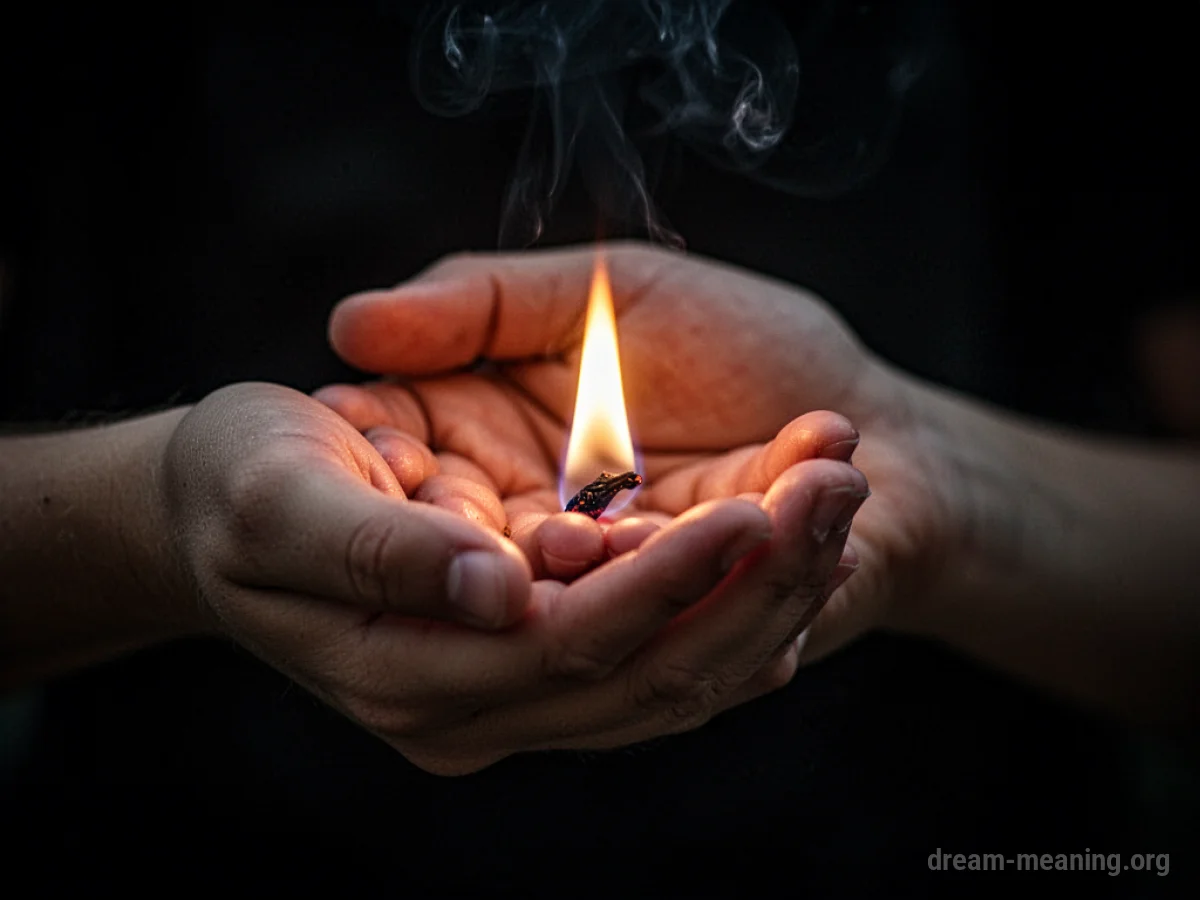 A hand carefully shielding a small, glowing flame.