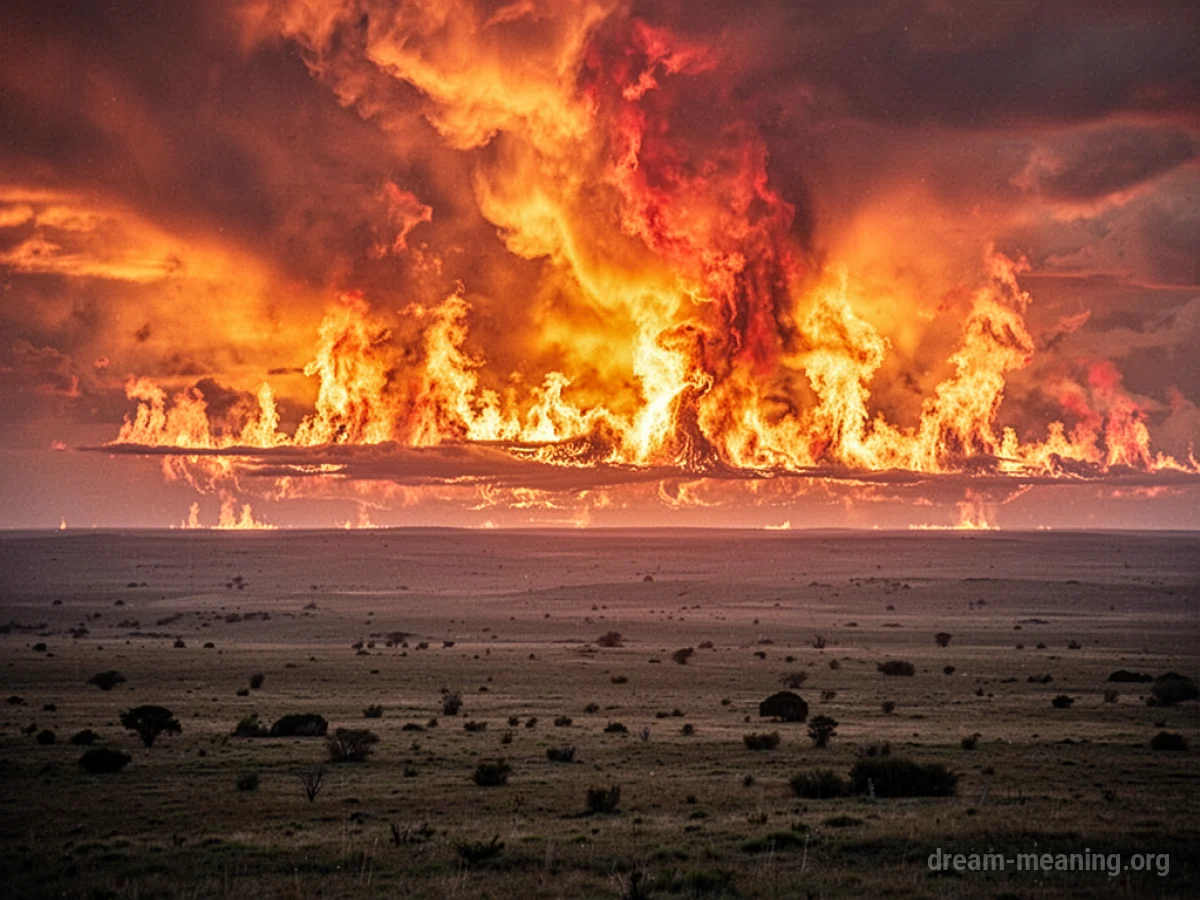 A fiery sky above a flat, distant horizon.