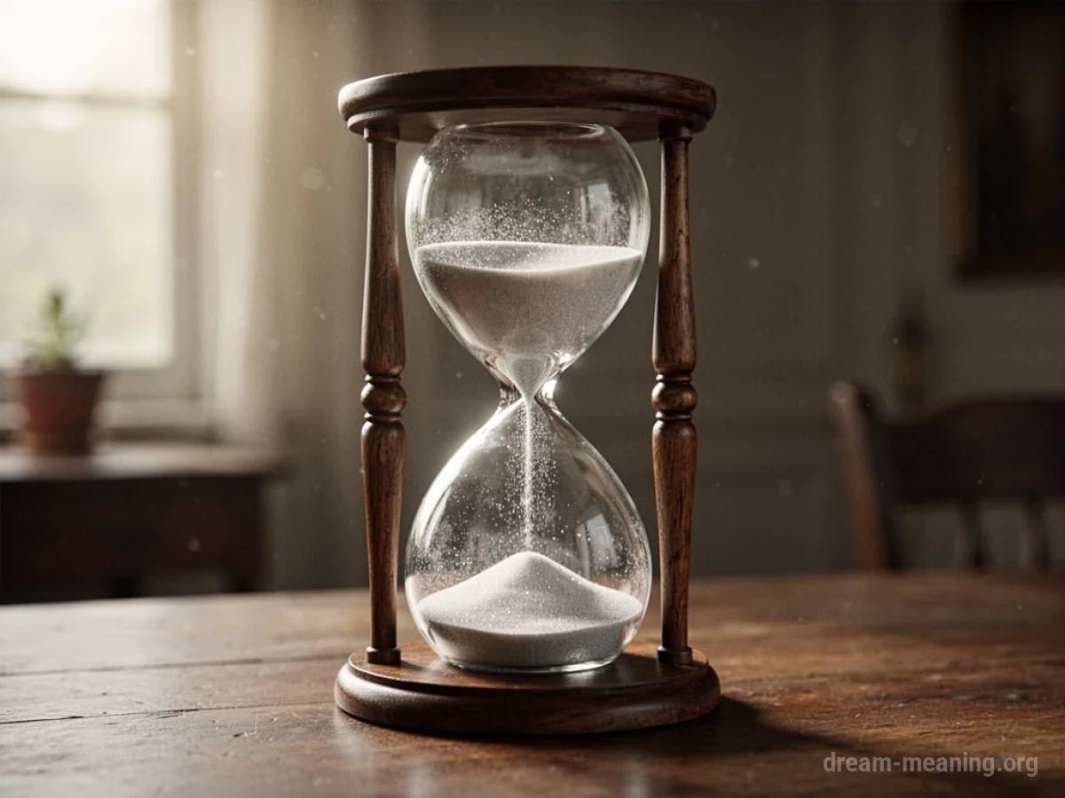 An hourglass with sand completely still, neither bulb showing any sand flow.