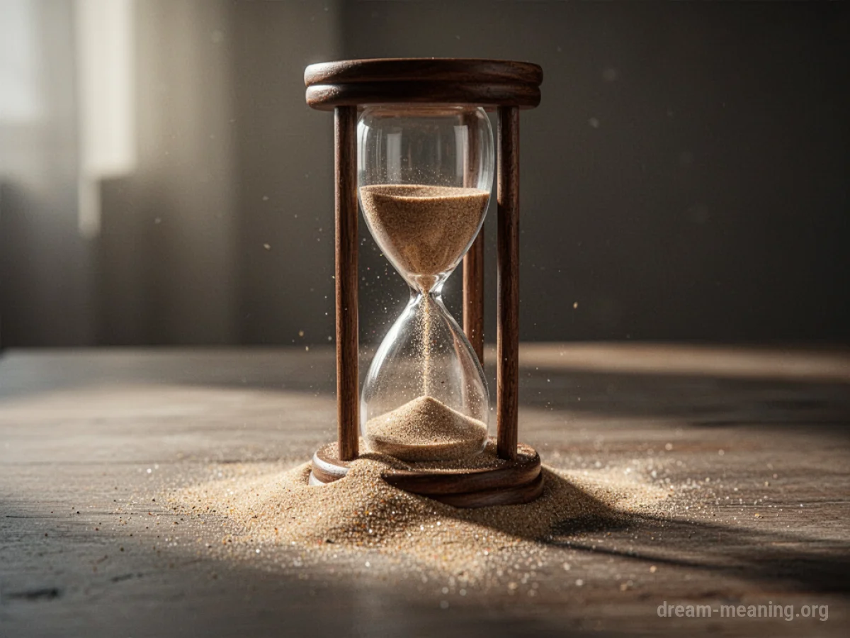 An hourglass with sand flowing out of it.