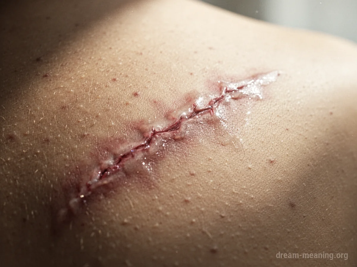 A faint scar on skin becoming less visible.
