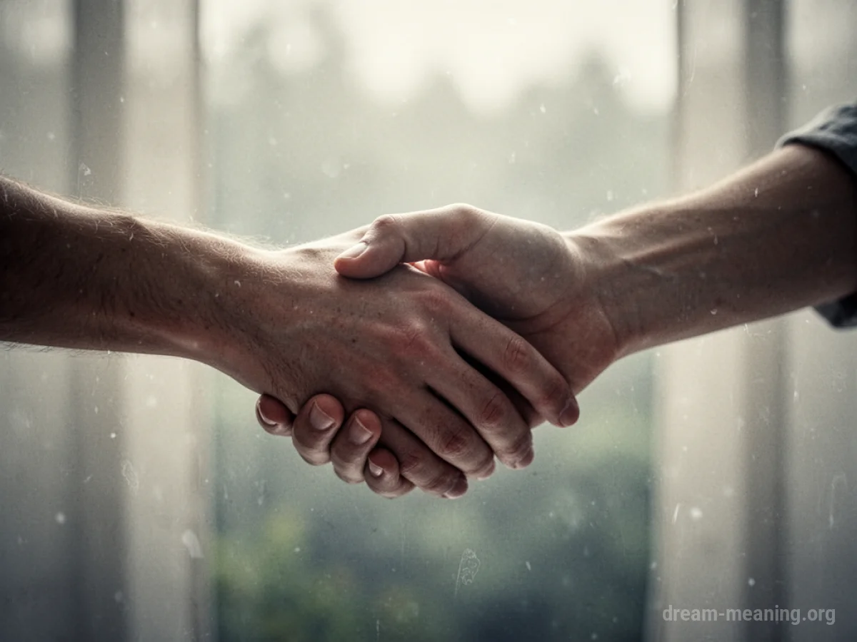 Two hands, one more transparent than the other, shaking.