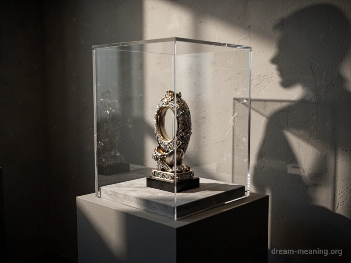 An empty pedestal with a faint shadow receding.