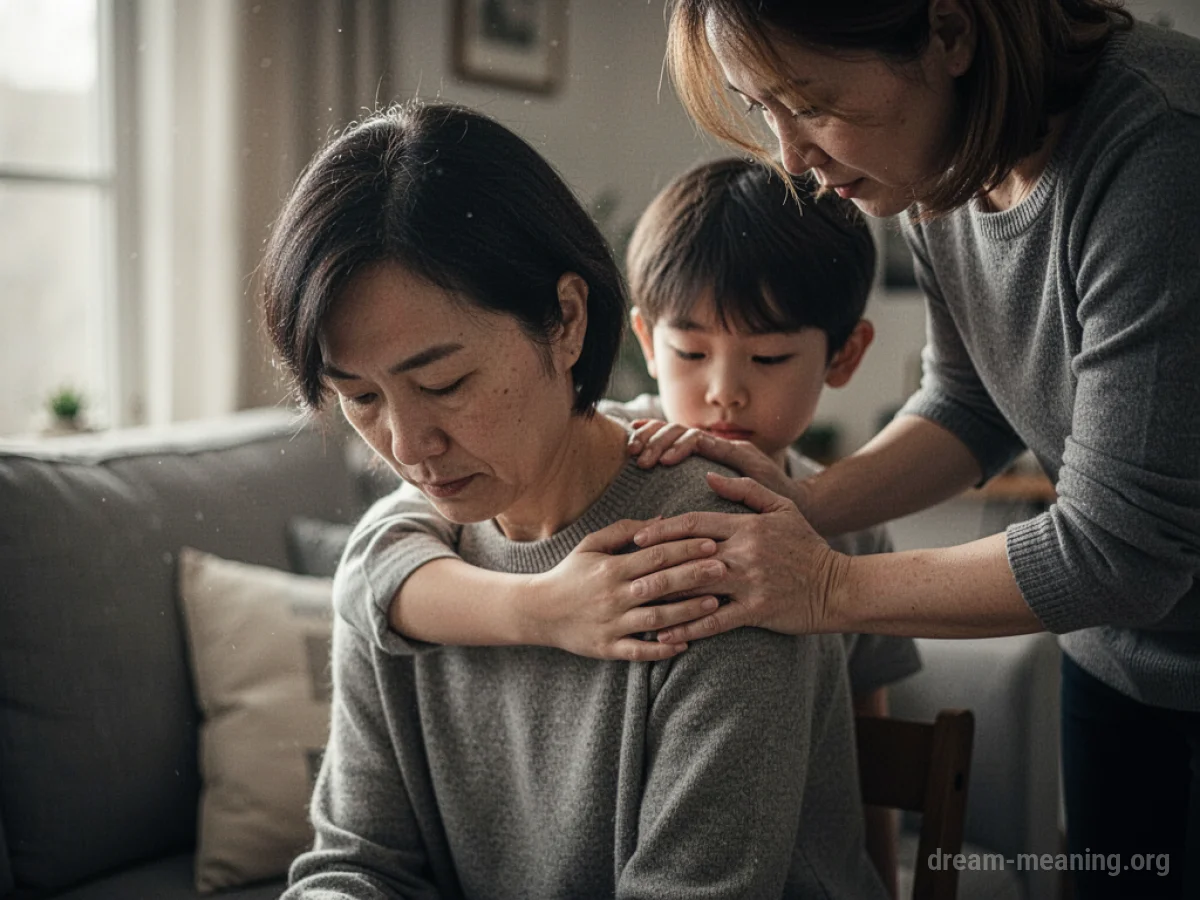 A person placing a hand on another person's shoulder.