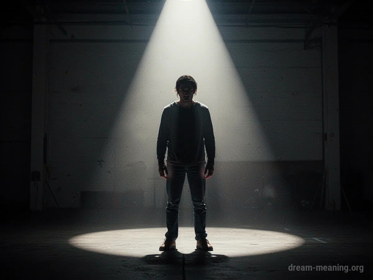 Silhouette of a person under a spotlight.