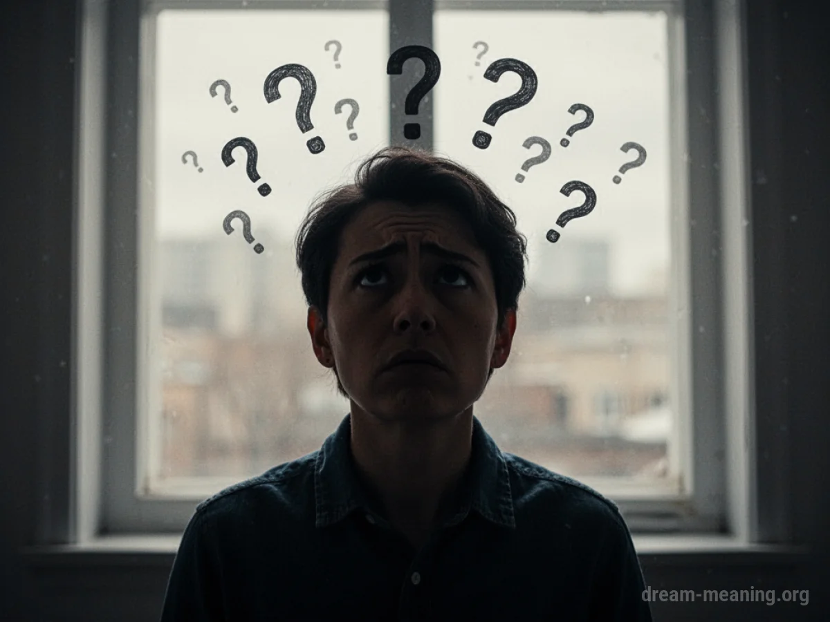 Silhouette of a person surrounded by question marks.