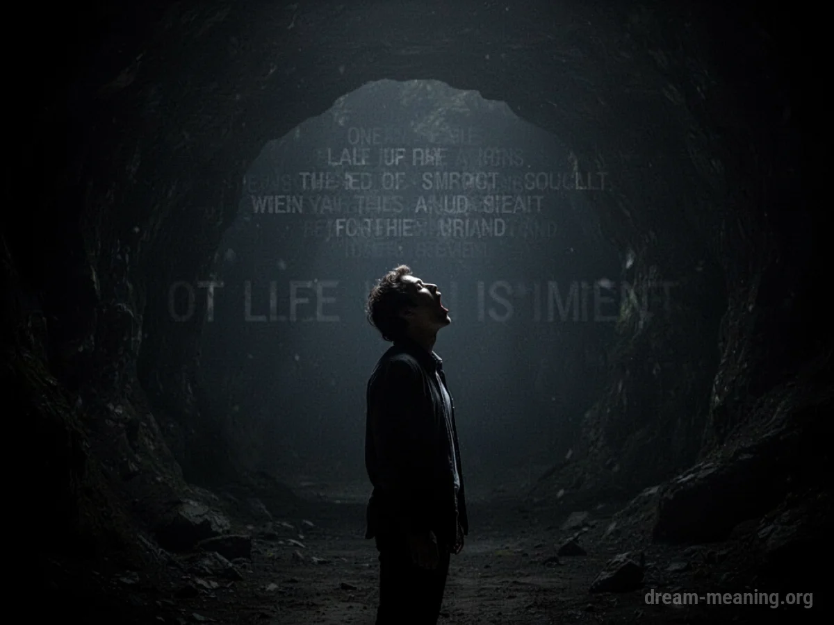 Silhouette of a person unable to make a sound in a dark, empty space.